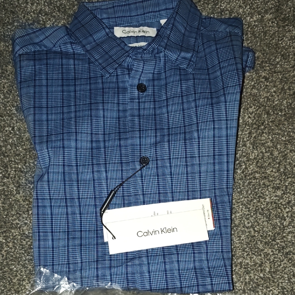 Calvin Klein Kids Blue Plaid Button Down Shirt With Black Levi Jeans